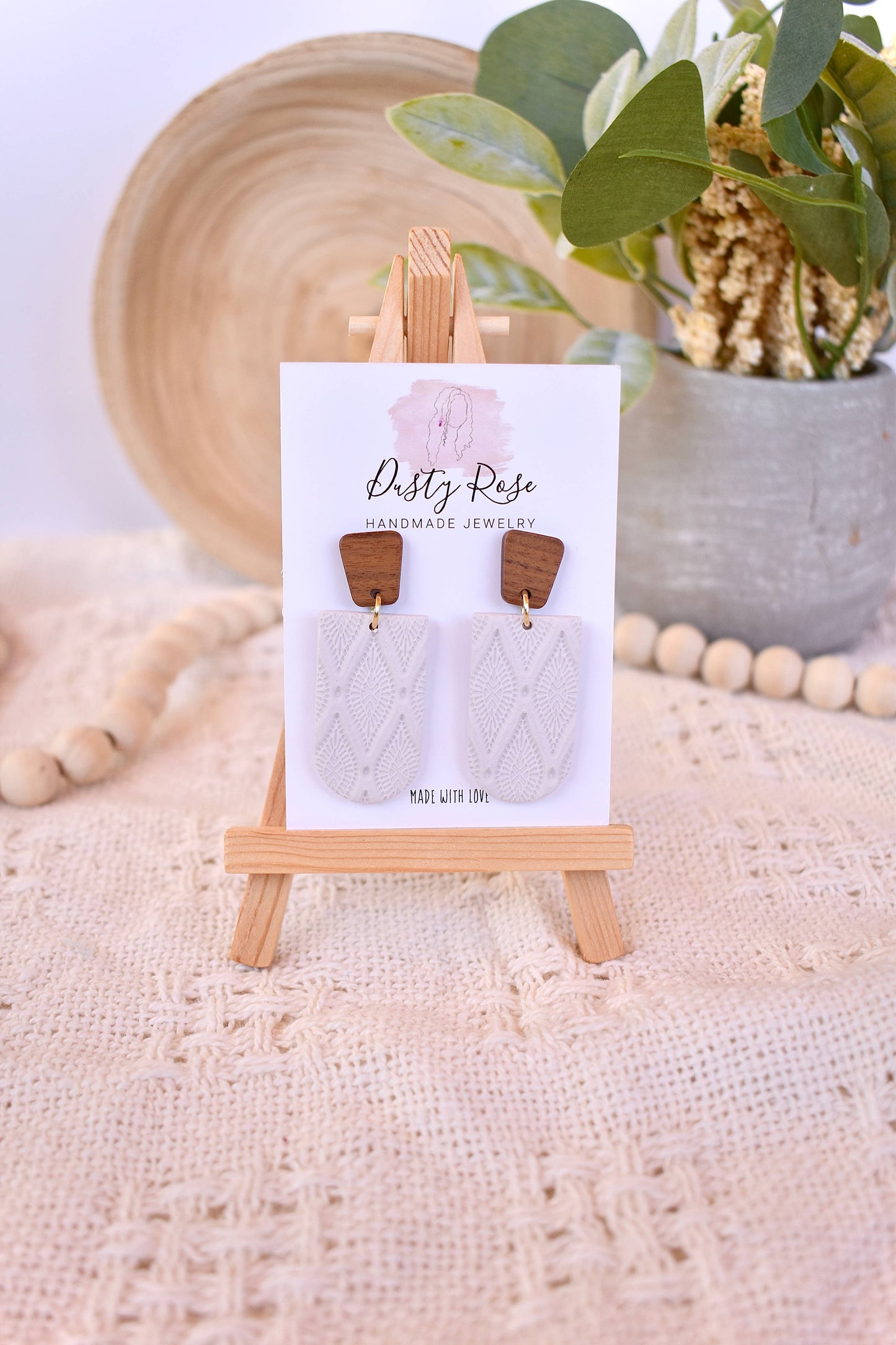 Dusty Rose Creations - Simplistic Boho Dangles- Clay Earrings