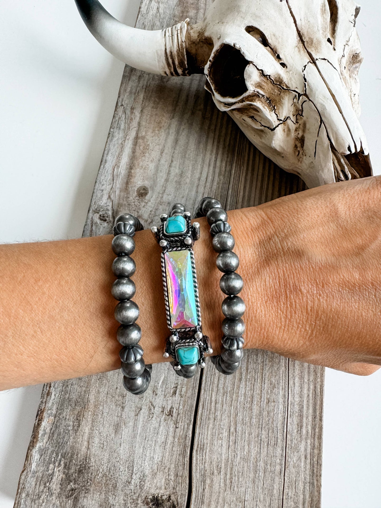 Boho Ranch Shop - WESTERN STYLE BEADED BRACELET SET: TURQUOISE