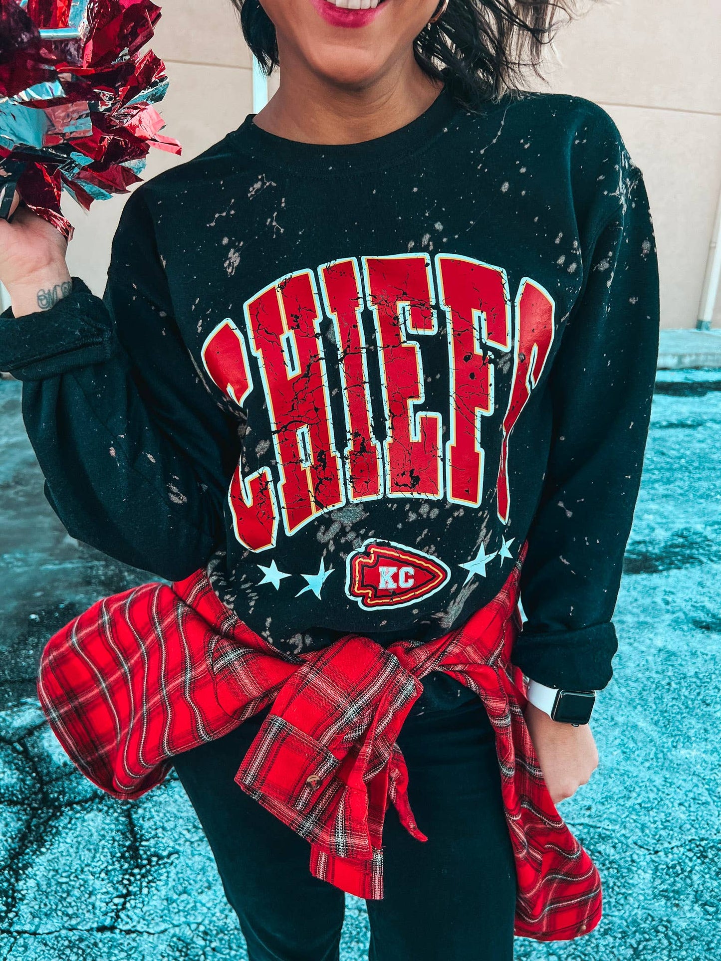 CHIEFS STARS BLEACHED SWEATSHIRT: