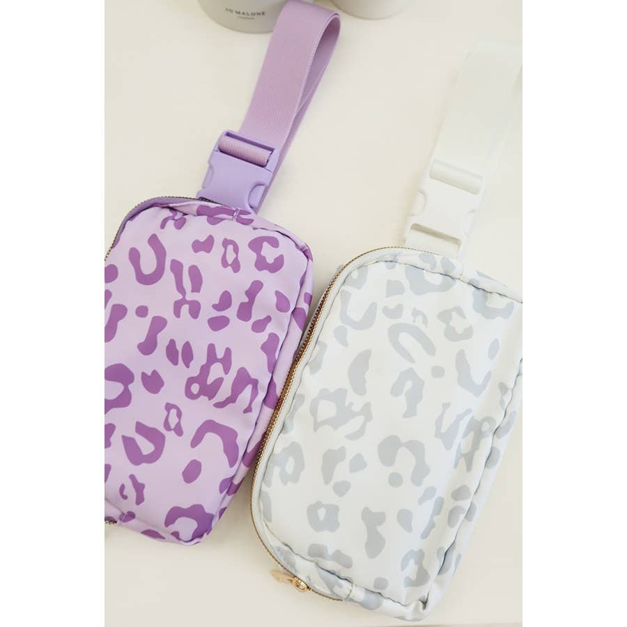 Love and Repeat - Leopard Crossbody Fanny Pack Belt Bag: PURPLE / ONE