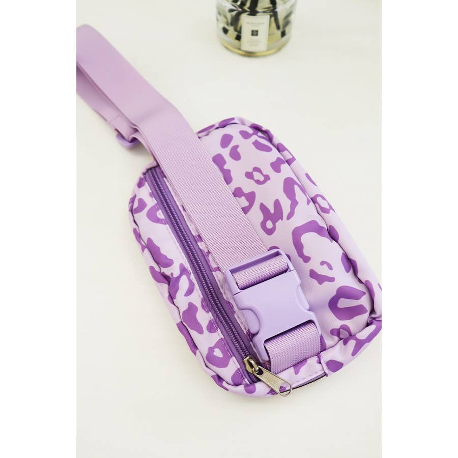 Love and Repeat - Leopard Crossbody Fanny Pack Belt Bag: PURPLE / ONE