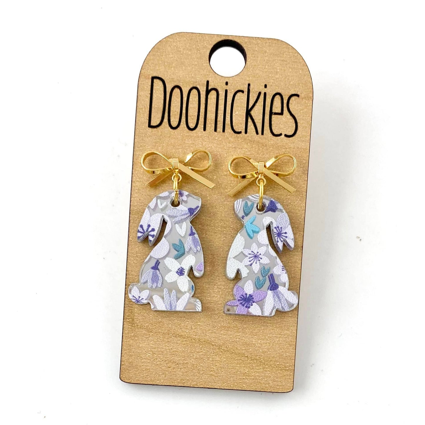 Doohickies - Floral Bunny Dangles - Easter Earrings: Pink