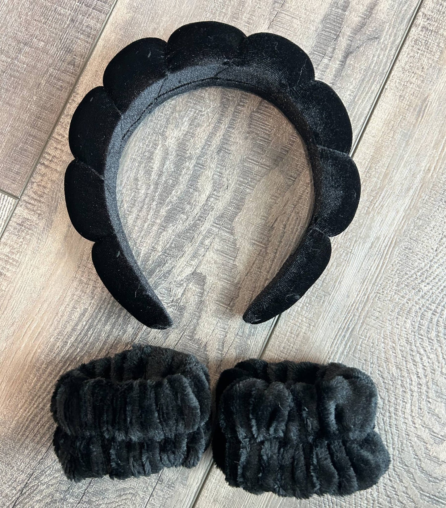 JILLIAN INK LLC - Velvet Spa Headband with matching Arm Cuffs: Blue