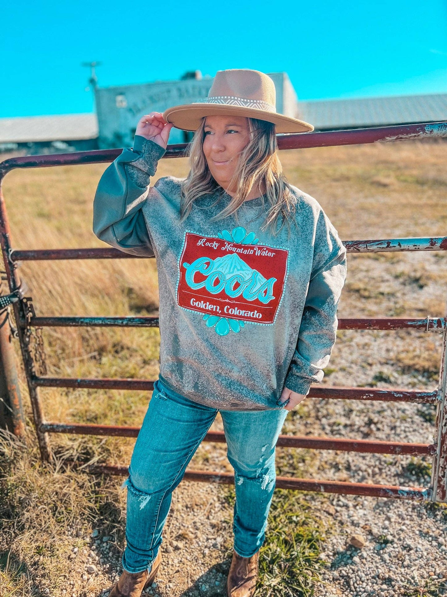 COORS RODEO BLEACHED SWEATSHIRT: