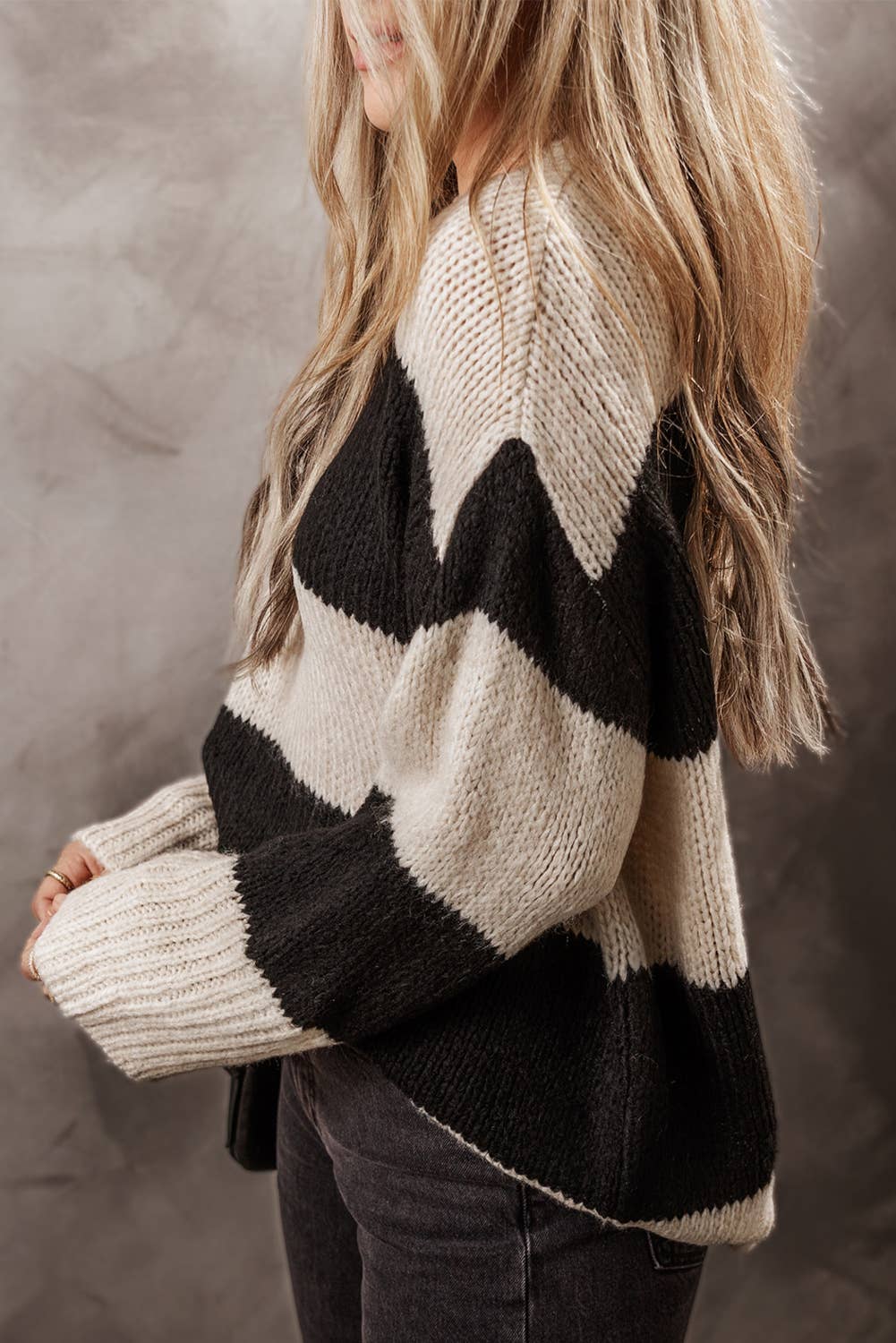 Colorblock Pullover Loose Sweater