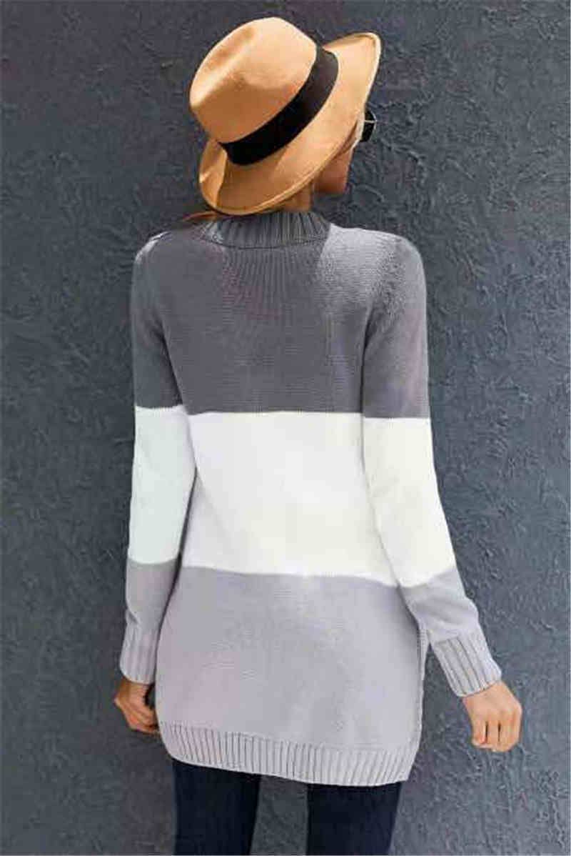 Cable Knit Color Block Button Cardigan