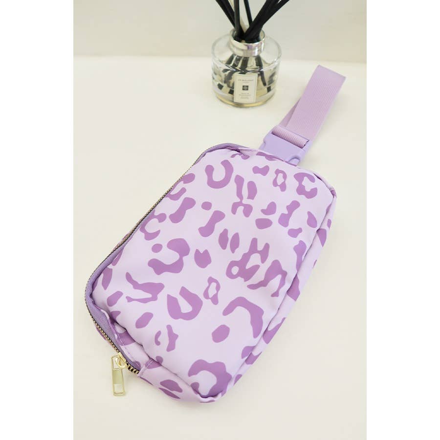 Love and Repeat - Leopard Crossbody Fanny Pack Belt Bag: PURPLE / ONE