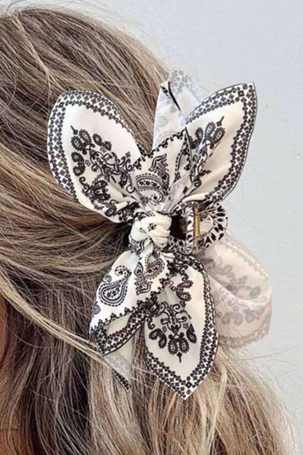 Little Daisy Closet - LDC Paisley Floral Print Bow Knot Hair Clip: Black