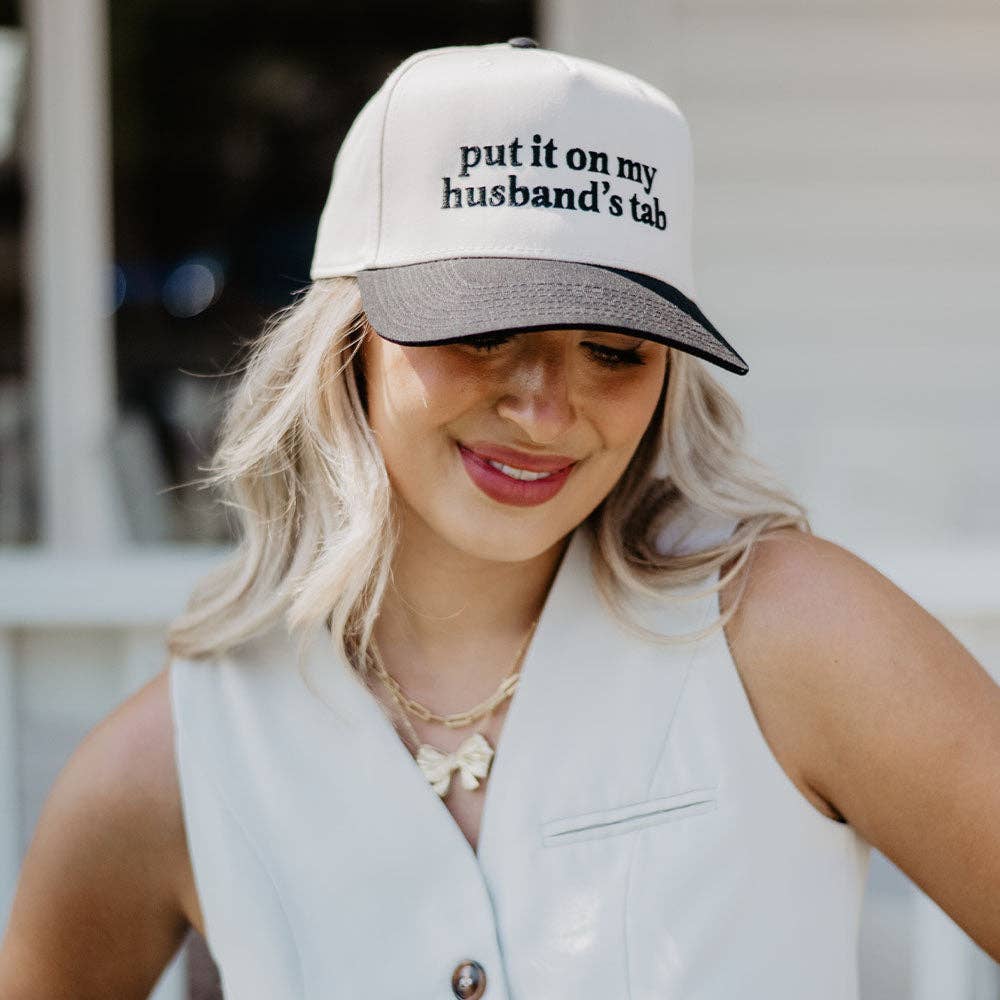 Katydid - Put It On My Husband's Tab Wholesale Two-Toned Vintage Hat: Black and Tan