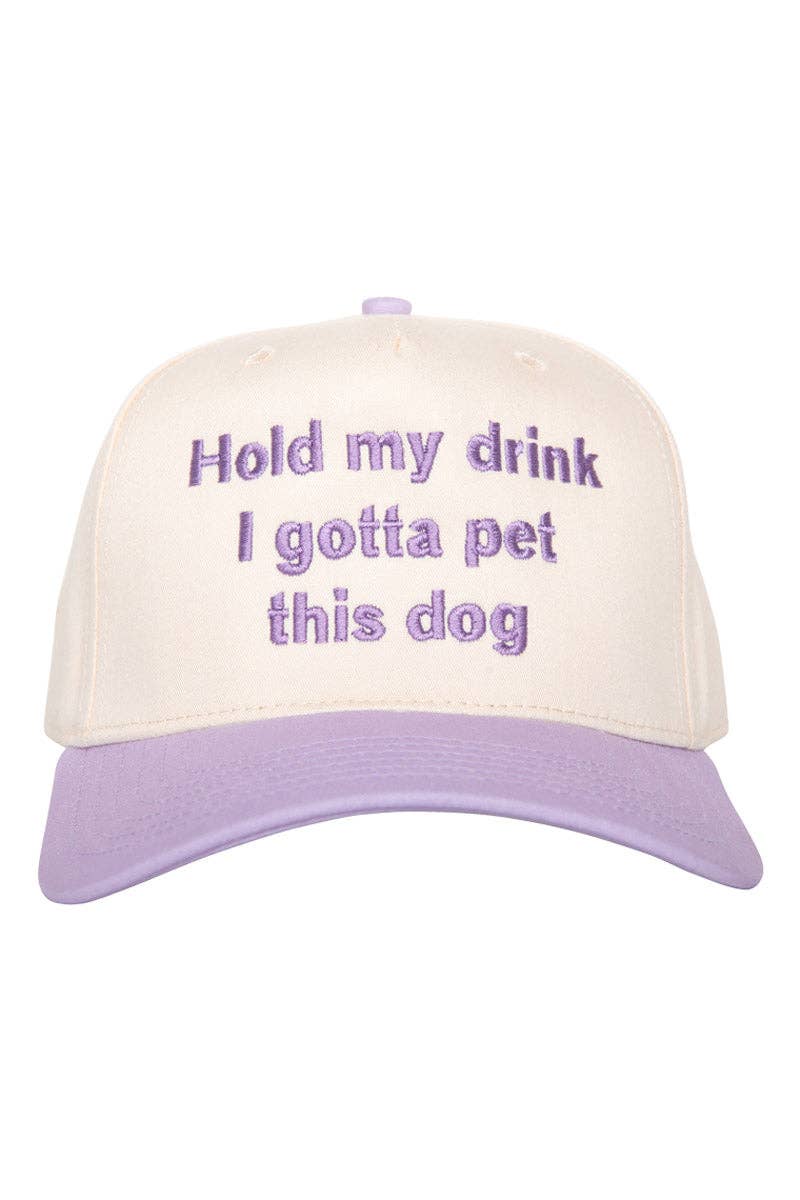 Katydid - Hold My Drink I Gotta Pet This Dog Vintage Hat: Dark Green and Tan