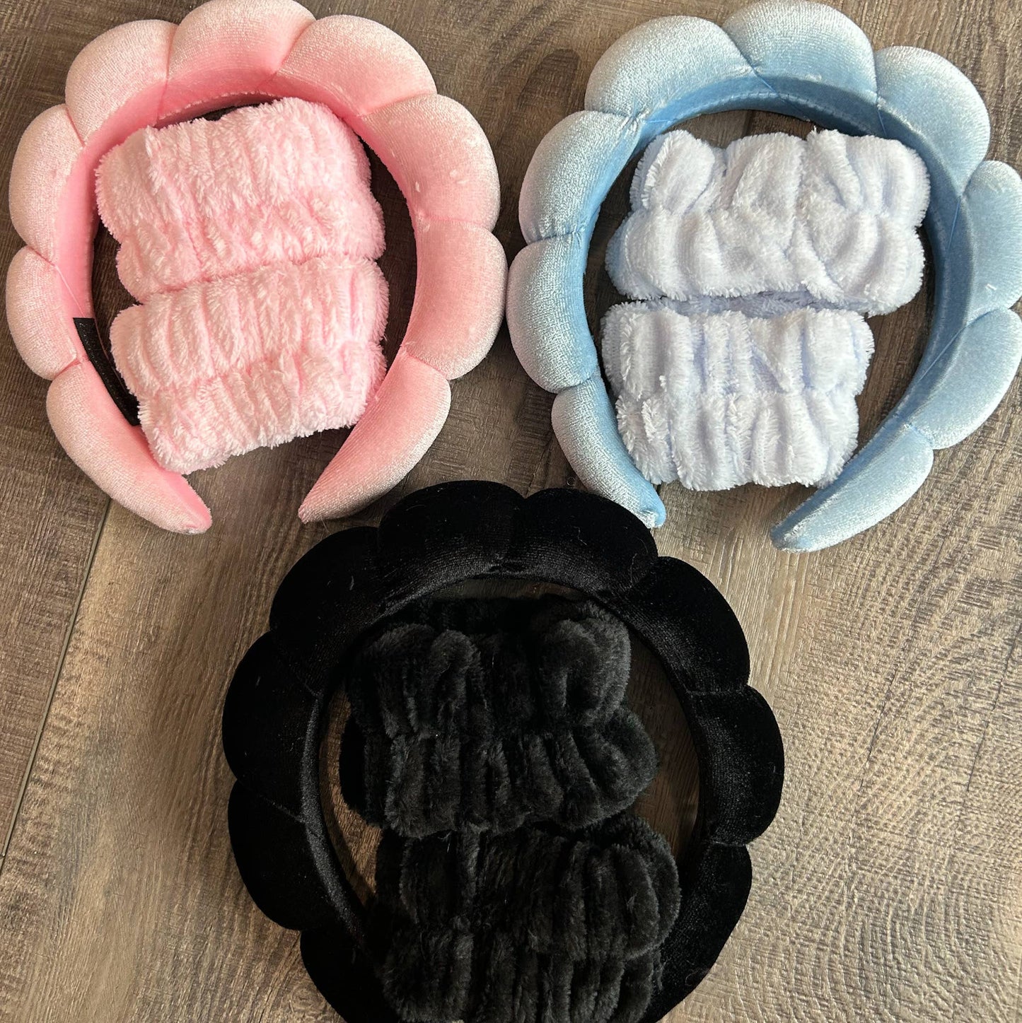 JILLIAN INK LLC - Velvet Spa Headband with matching Arm Cuffs: Blue