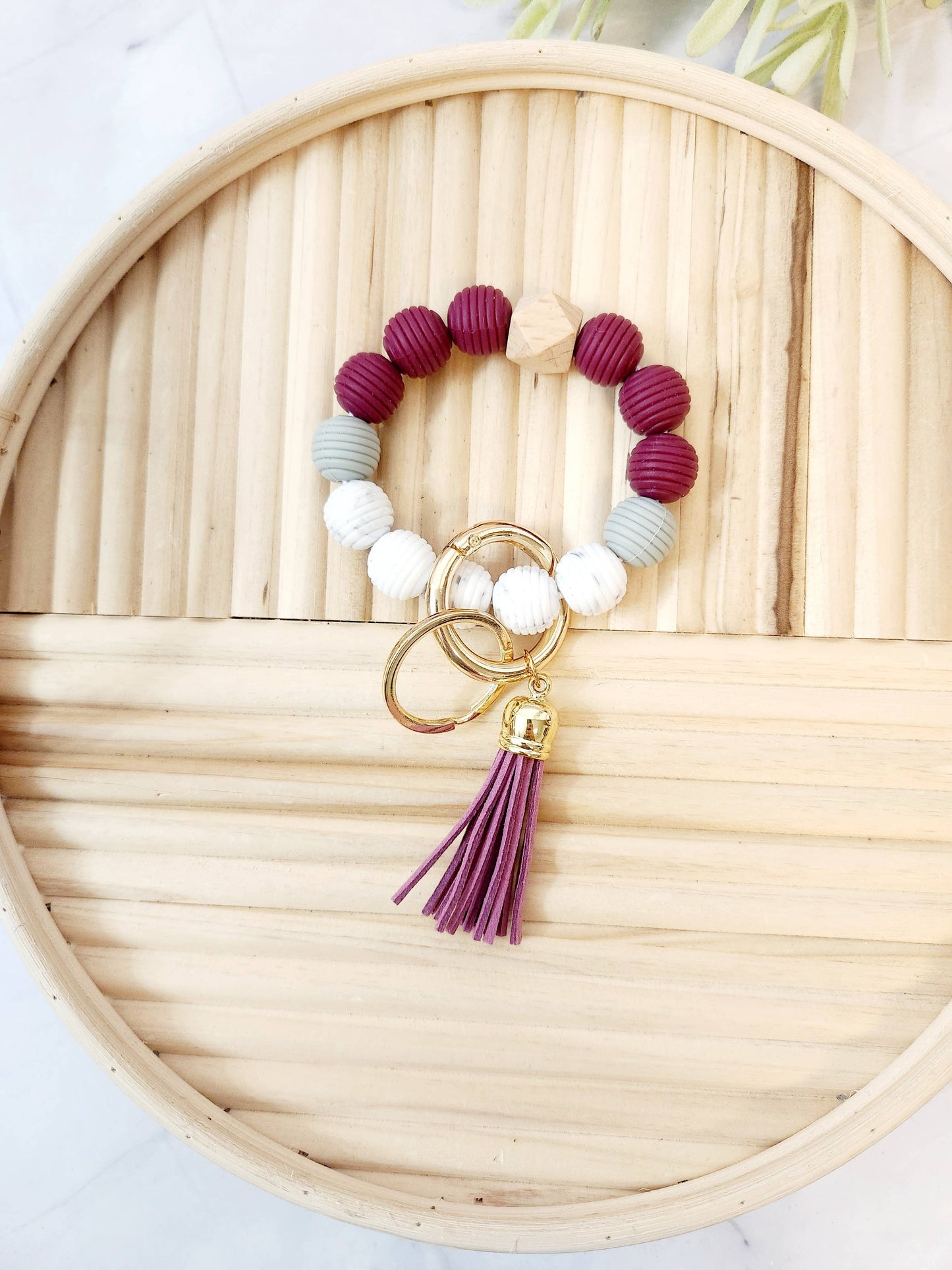 Designs by Kim - Fall fashion Silicone beaded wristlet, boutique, accessory: Plum