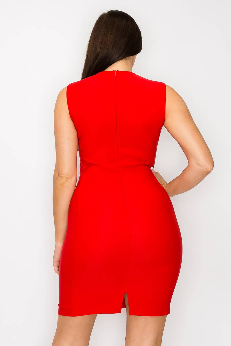 ACG Los Angeles - Solid Sleeveless Sheath Business Dress: Fuchsia / 2-Small 2-Medium 2-Large