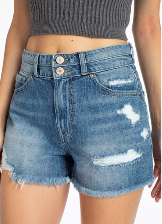 PLUS HIGH RISE DOUBLE.BAND MOM SHORT