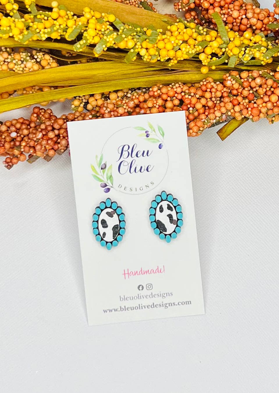 Bleu Olive Designs - Wood Concho Stud Earrings
