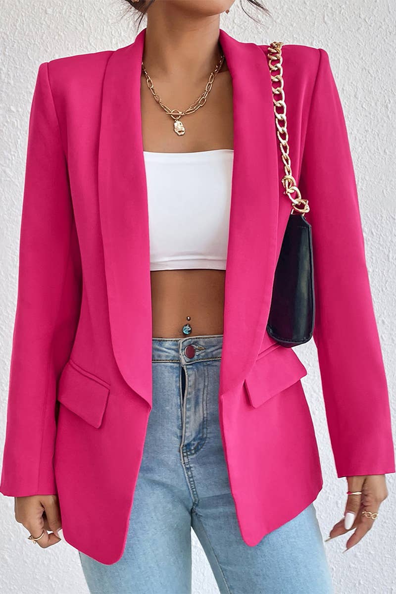 Lily Clothing - WOMEN OPEN FRONT MID LENGTH BLAZER WITH POCKETS_CWOBL0021