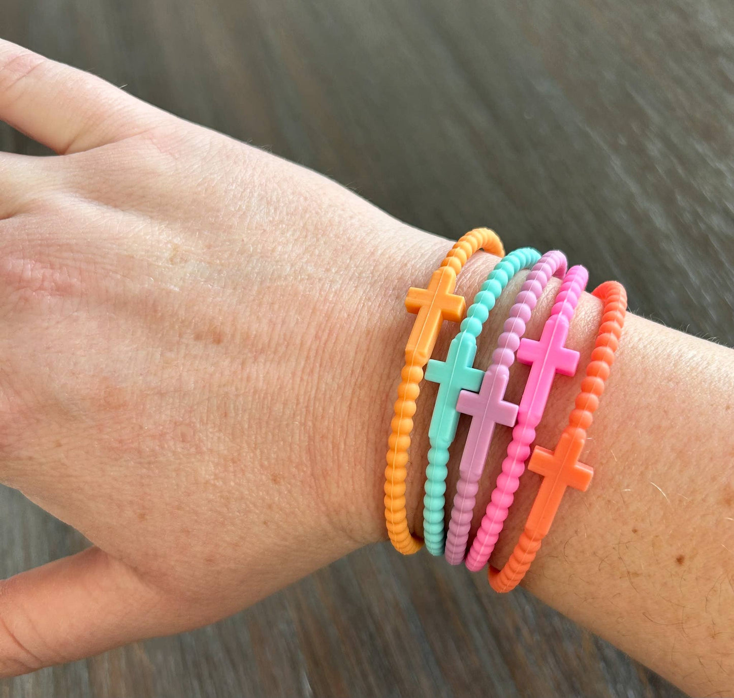 JILLIAN INK LLC - Silicone Cross Bracelet Set of 5: Neons