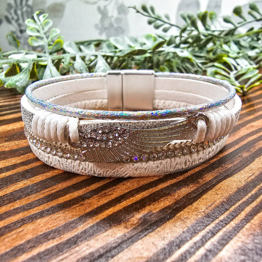 BD Lasers INC. - Magnetic Clasp Stacked Bracelet Angel Wing Jewelry