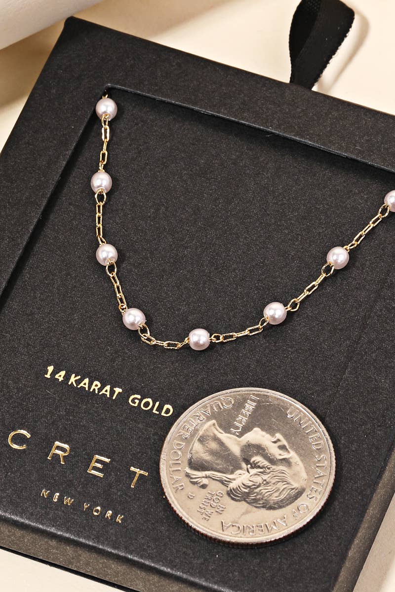 Anarchy Street - Secret Box Chain Pearl Station Necklace: WG