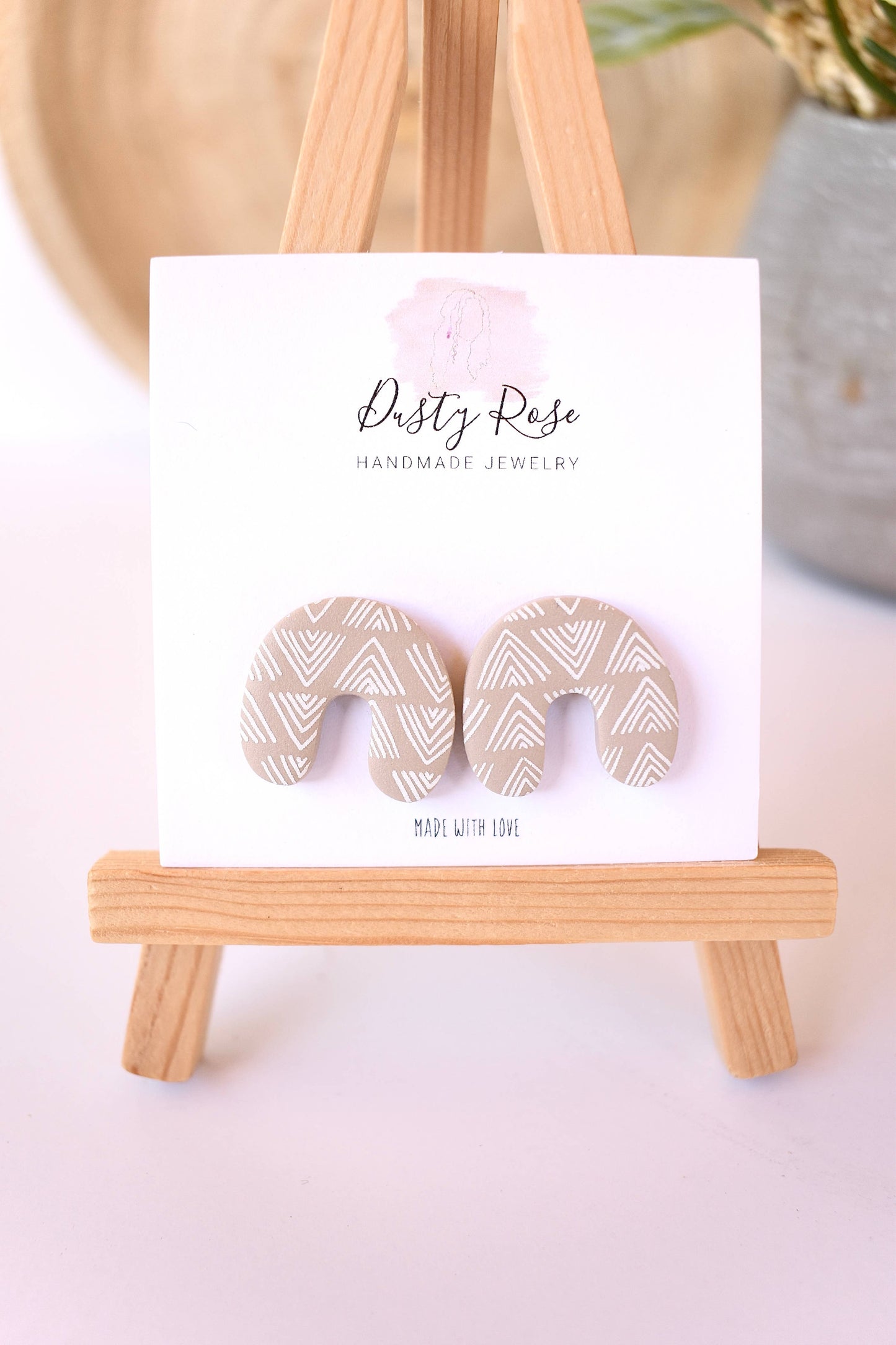 Dusty Rose Creations - Rainbow Studs- Tan Clay Earrings