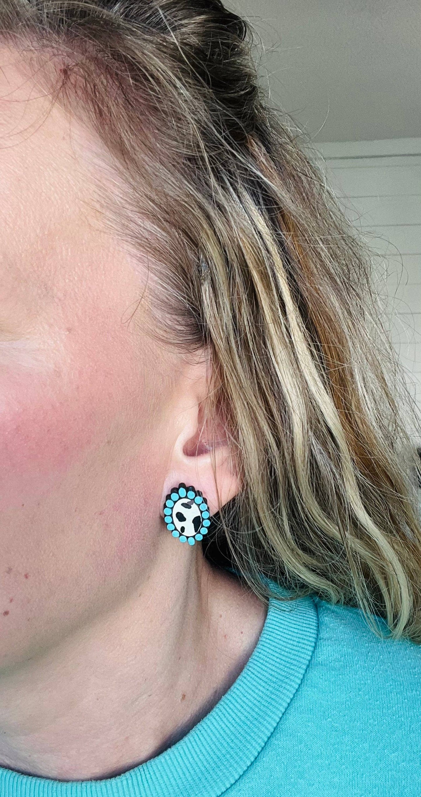 Bleu Olive Designs - Wood Concho Stud Earrings