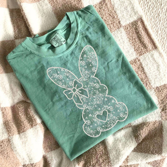 Trendy Transfers - Easter Lace Bunny DTF Heat Transfer: Adult