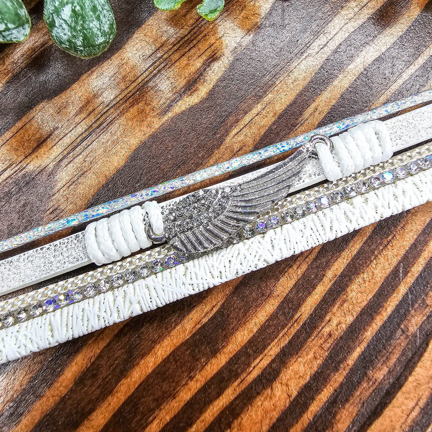 BD Lasers INC. - Magnetic Clasp Stacked Bracelet Angel Wing Jewelry