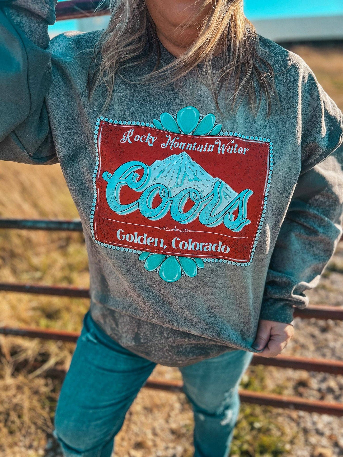 COORS RODEO BLEACHED SWEATSHIRT: