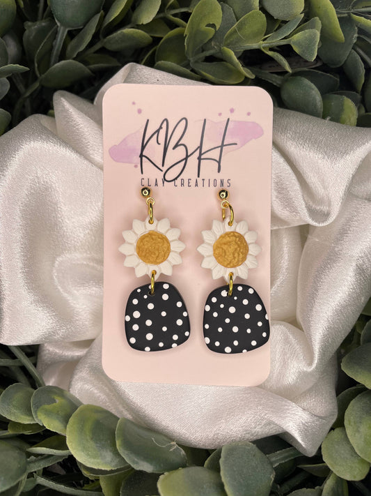 KBH CREATIONS - Daisy Circle Dangle Clay Earrings