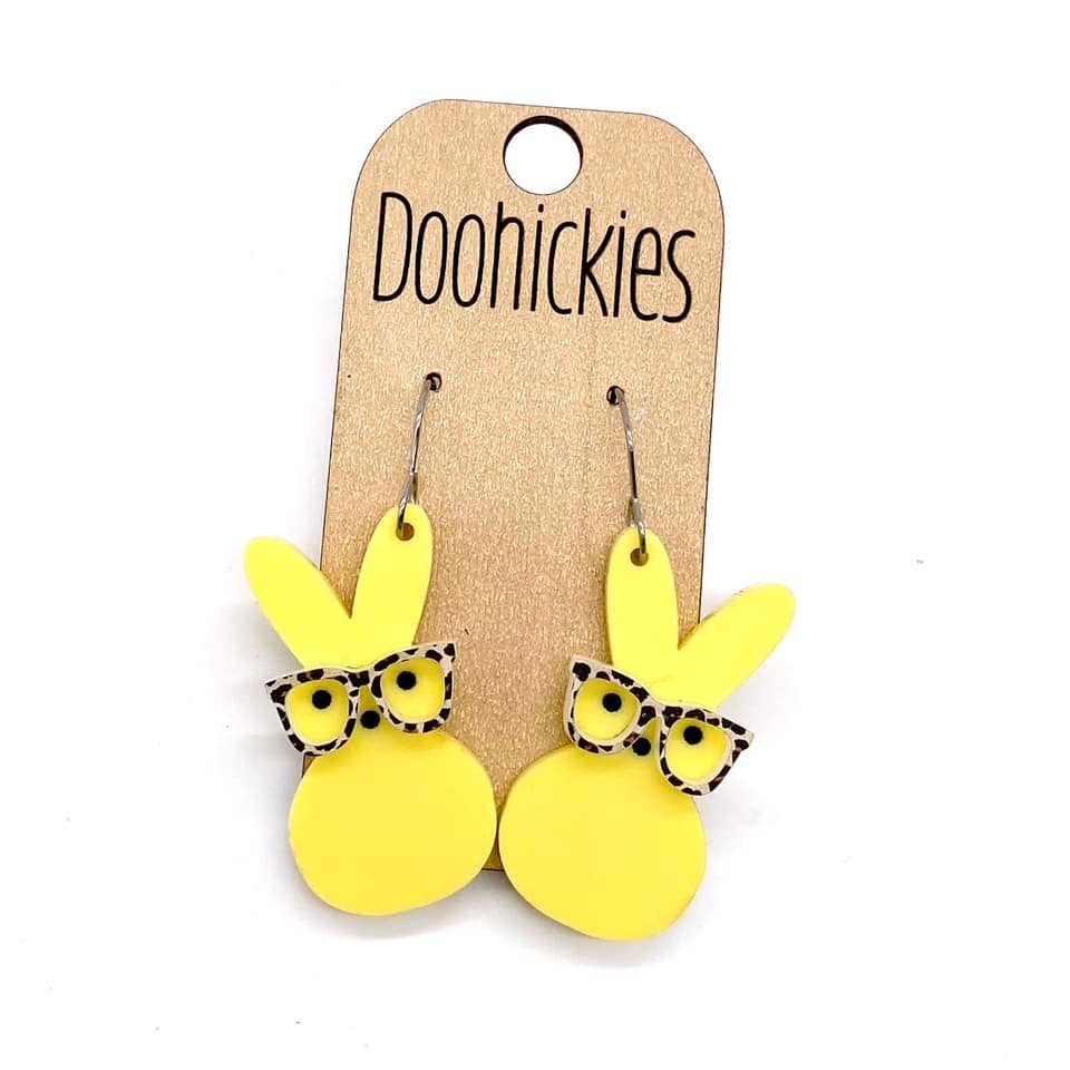 Doohickies - Nerdy Bunny Dangles - Easter Earrings: Pink