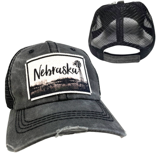 dkhandmade - NEBRASKA WINDMILL HATS: Black with Black Mesh Unisex
