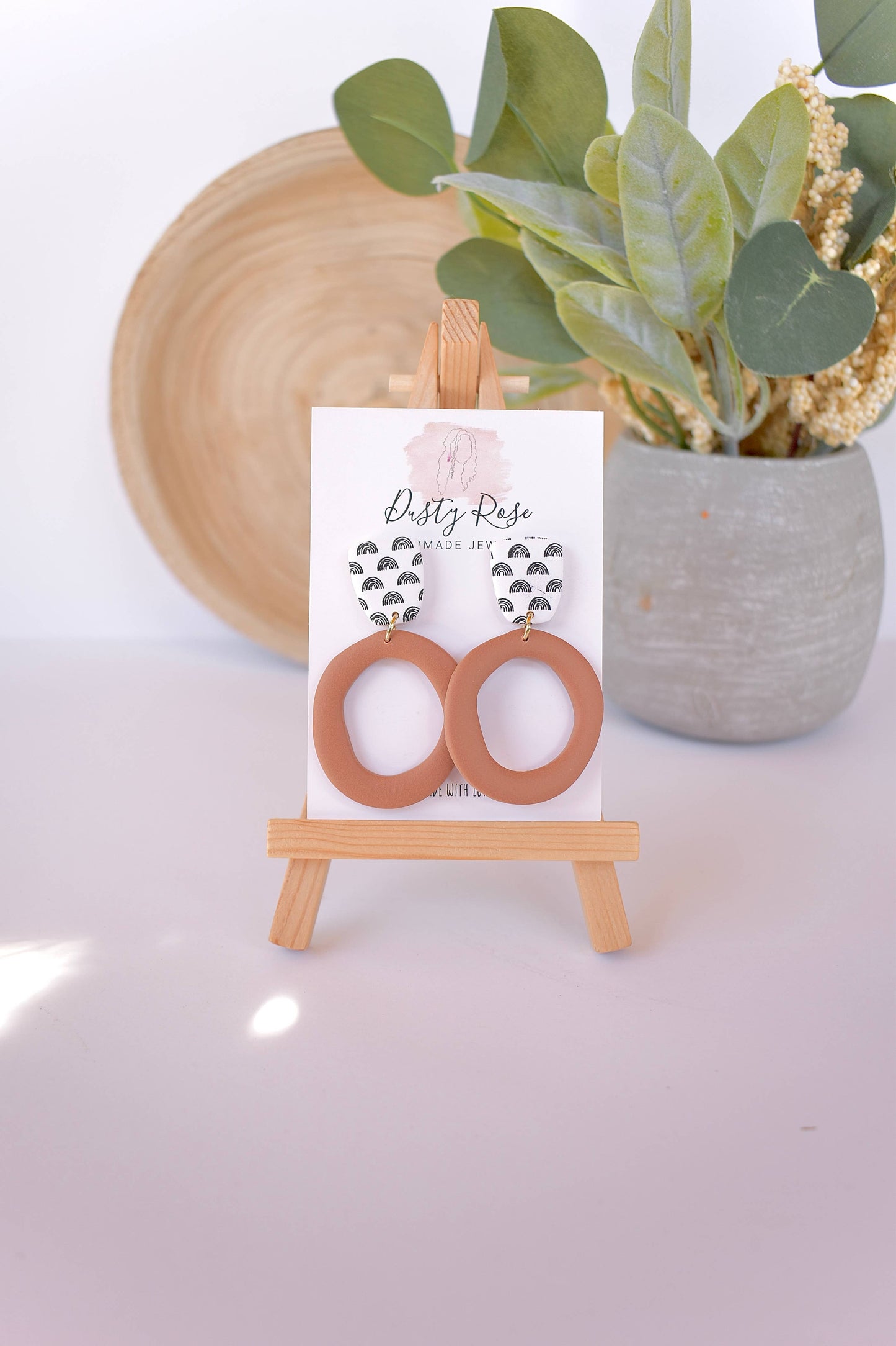 Dusty Rose Creations - Wrenley- Terracotta & White Clay Earrings