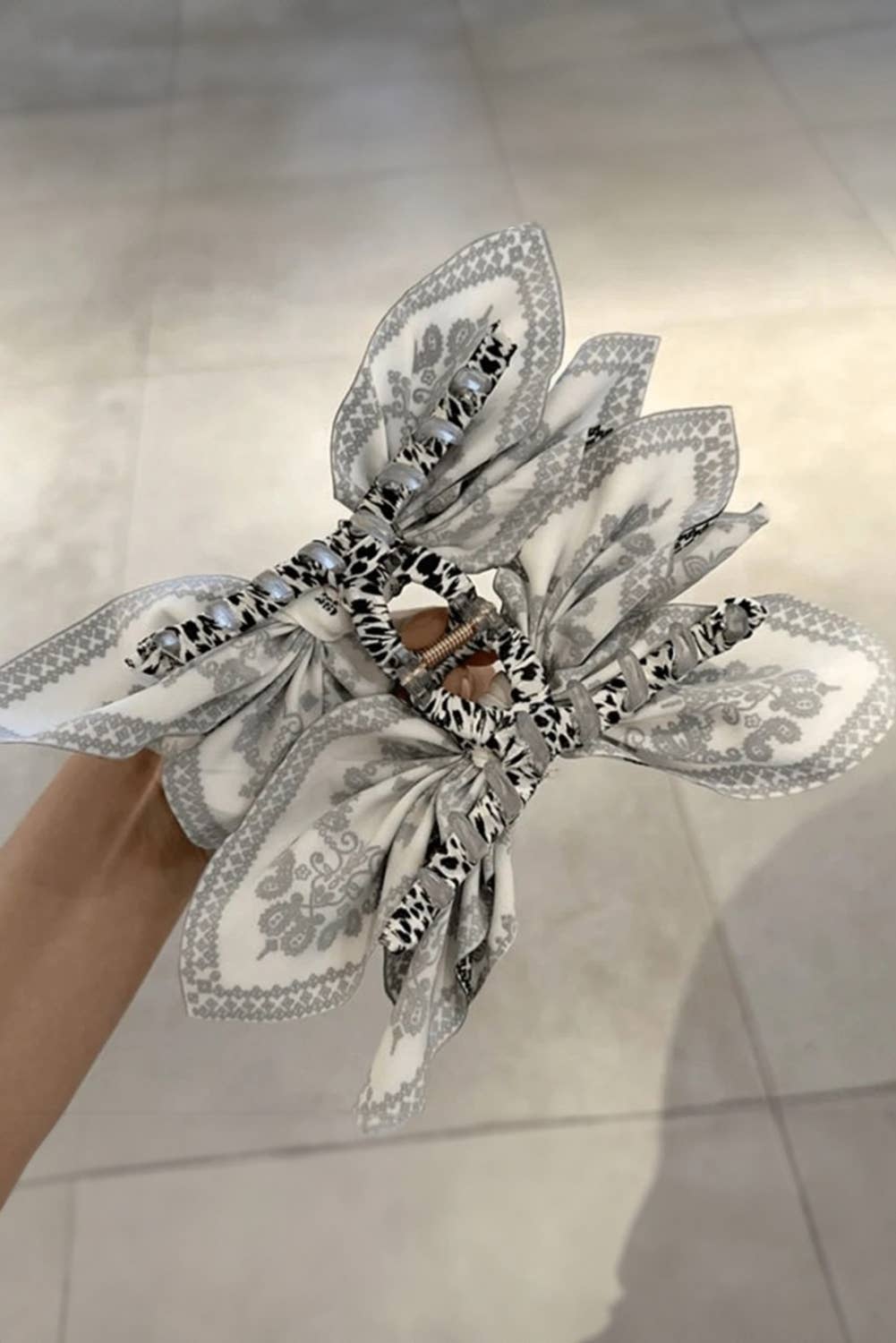 Little Daisy Closet - LDC Paisley Floral Print Bow Knot Hair Clip: Black