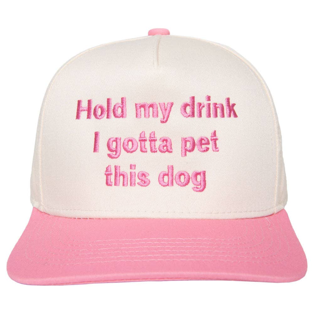 Katydid - Hold My Drink I Gotta Pet This Dog Vintage Hat: Dark Green and Tan