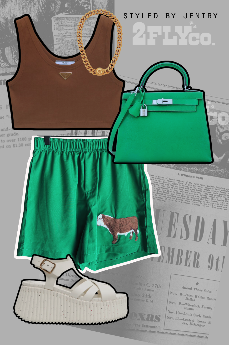 2 Fly Co - CATTLE CLUB SHORTS *HEREFORD: S