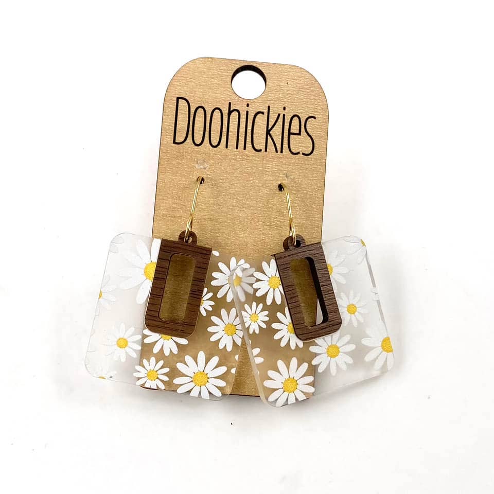 Doohickies - Spring Floral Bellas - Acrylic Earrings: Coral Floral