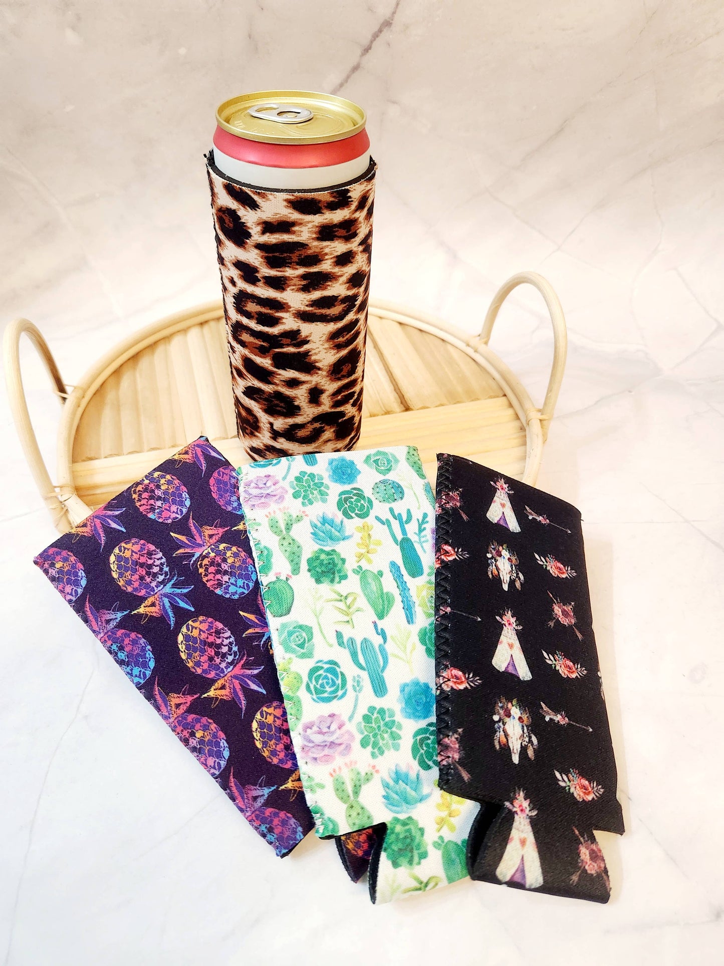 Designs by Kim - Slim can sleeve, fun accessories, cute gift, add on product: Leopard