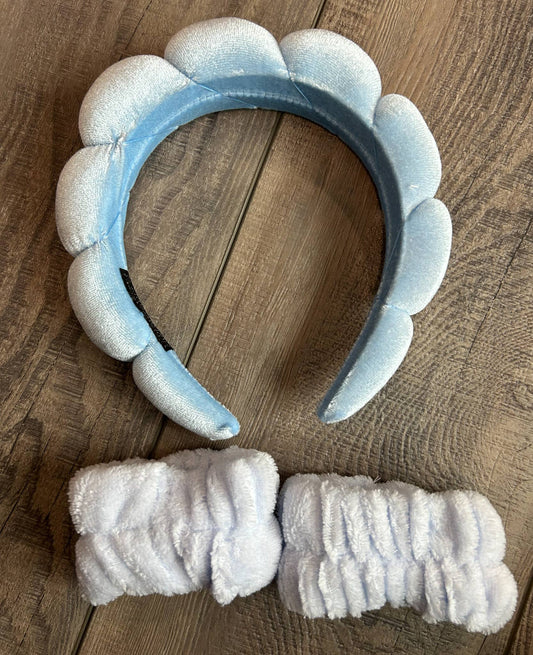 JILLIAN INK LLC - Velvet Spa Headband with matching Arm Cuffs: Blue