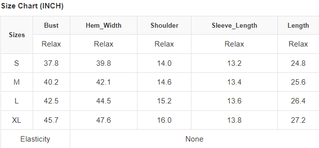 sizing chart for Black blouse with contrast applique design and mesh half sleeves, offering a chic and edgy look that's both feminine and versatile.
