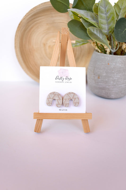 Dusty Rose Creations - Rainbow Studs- Tan Clay Earrings