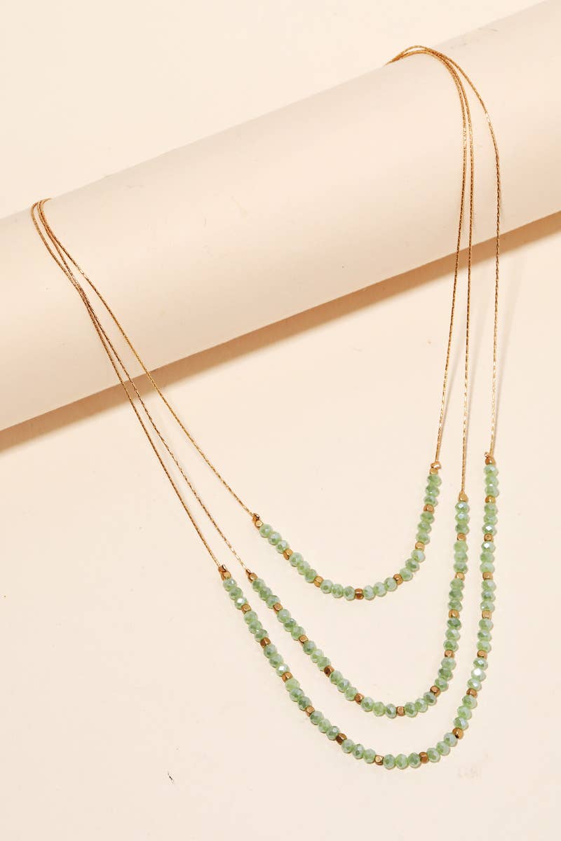 Anarchy Street - Layered Glass Beaded Necklace: MINT