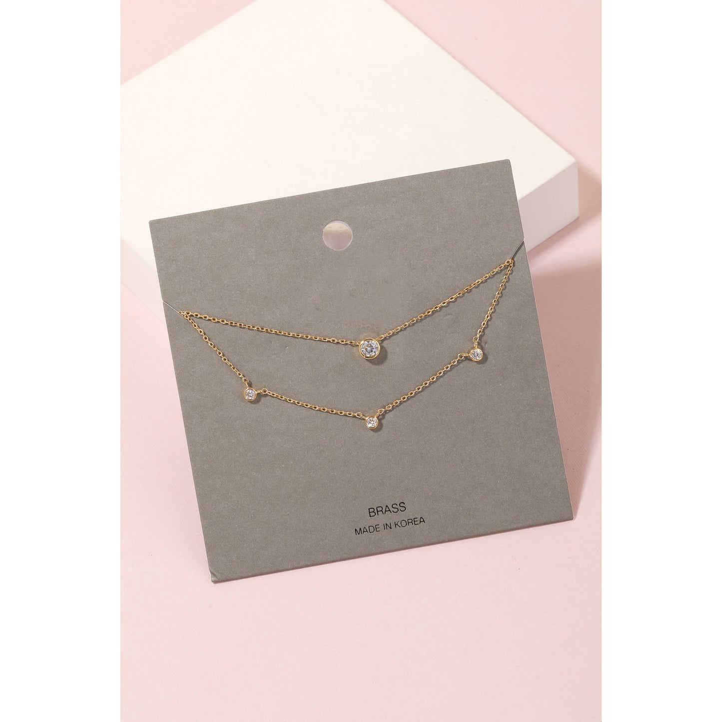 Anarchy Street - Mini Rhinestone Charms Layered Chain Necklace: S
