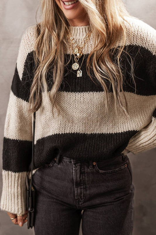Colorblock Pullover Loose Sweater
