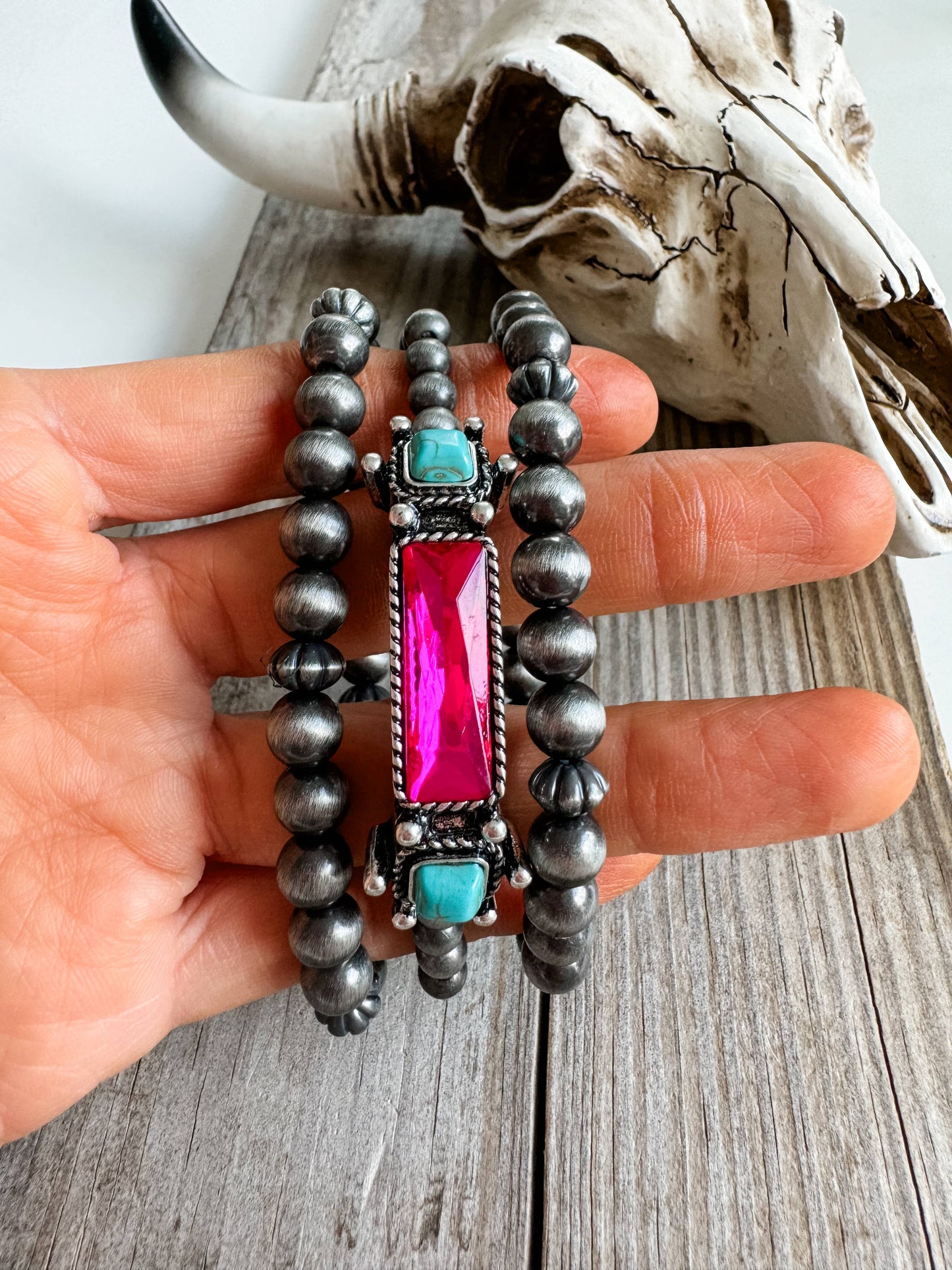 Boho Ranch Shop - WESTERN STYLE BEADED BRACELET SET: TURQUOISE