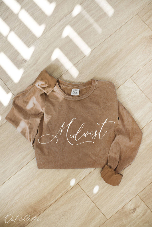 MIDWEST Mineral Washed Long Sleeve Graphic  : TOAST