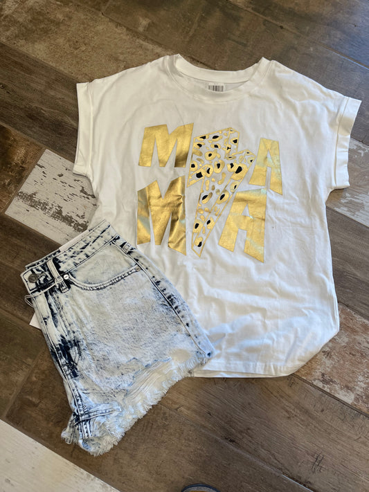 Metallic Mama Tee - Shiny metallic t-shirt