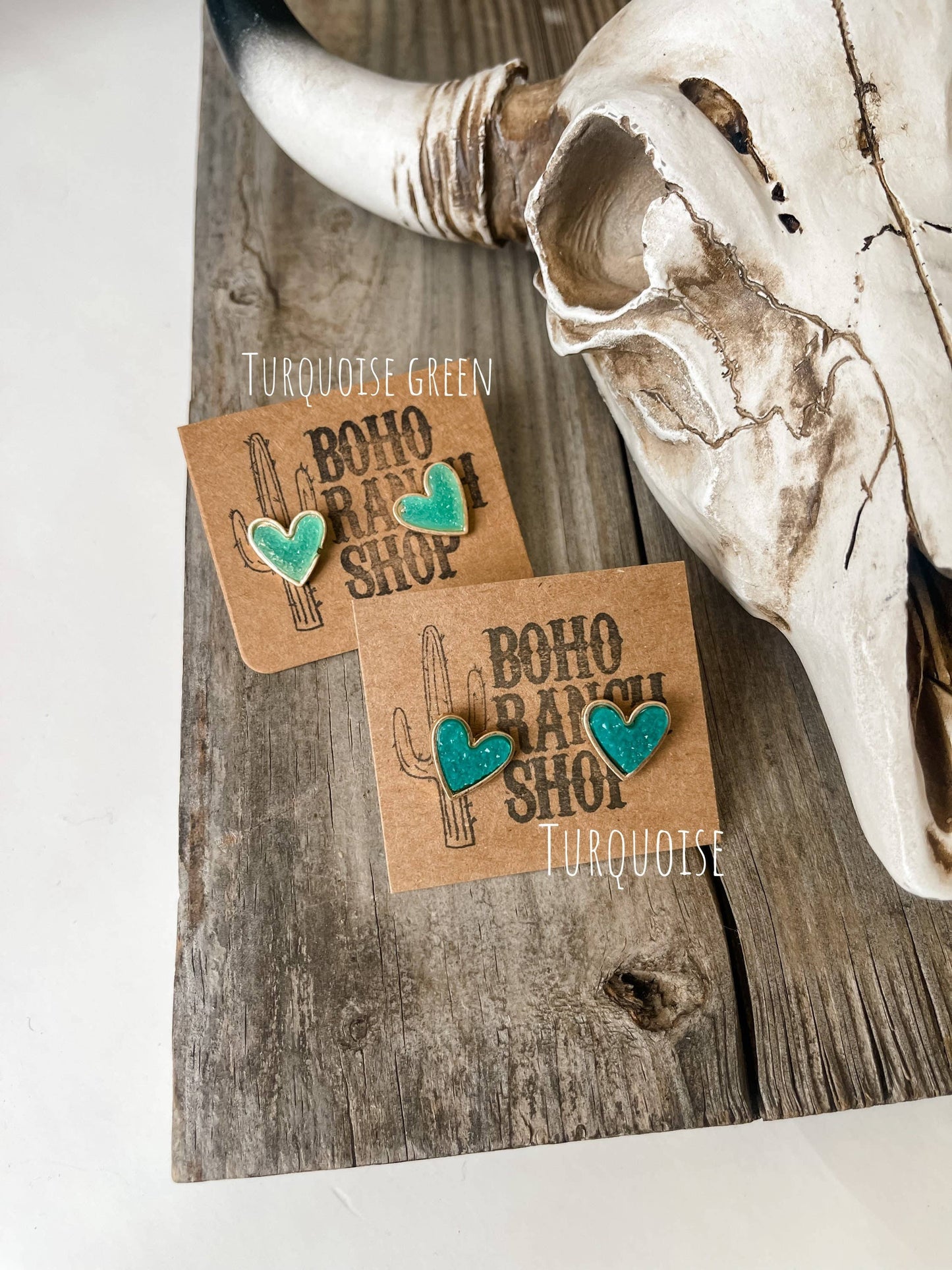 Boho Ranch Shop - Mini Druzy Heart Earrings: Black