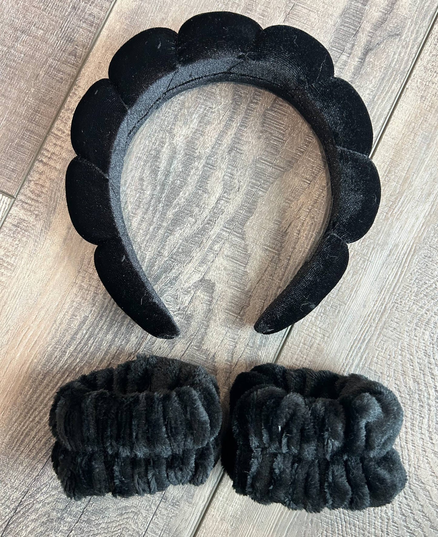 JILLIAN INK LLC - Velvet Spa Headband with matching Arm Cuffs: Blue