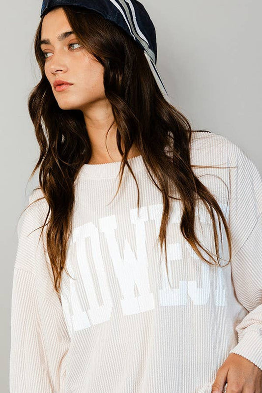 MIDWEST' Comfy Oversize Graphic Sweatshirt  CREAM
