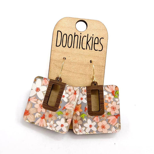 Doohickies - Spring Floral Bellas - Acrylic Earrings: Coral Floral